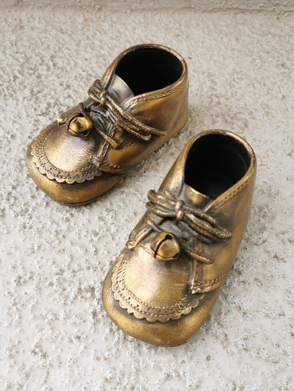 Vintage Cast Metal Bronzed Baby Shoes Figurine Set